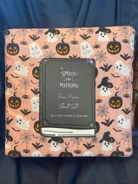 Spells and Potions - Pink Halloween Four-Piece Sheet Set